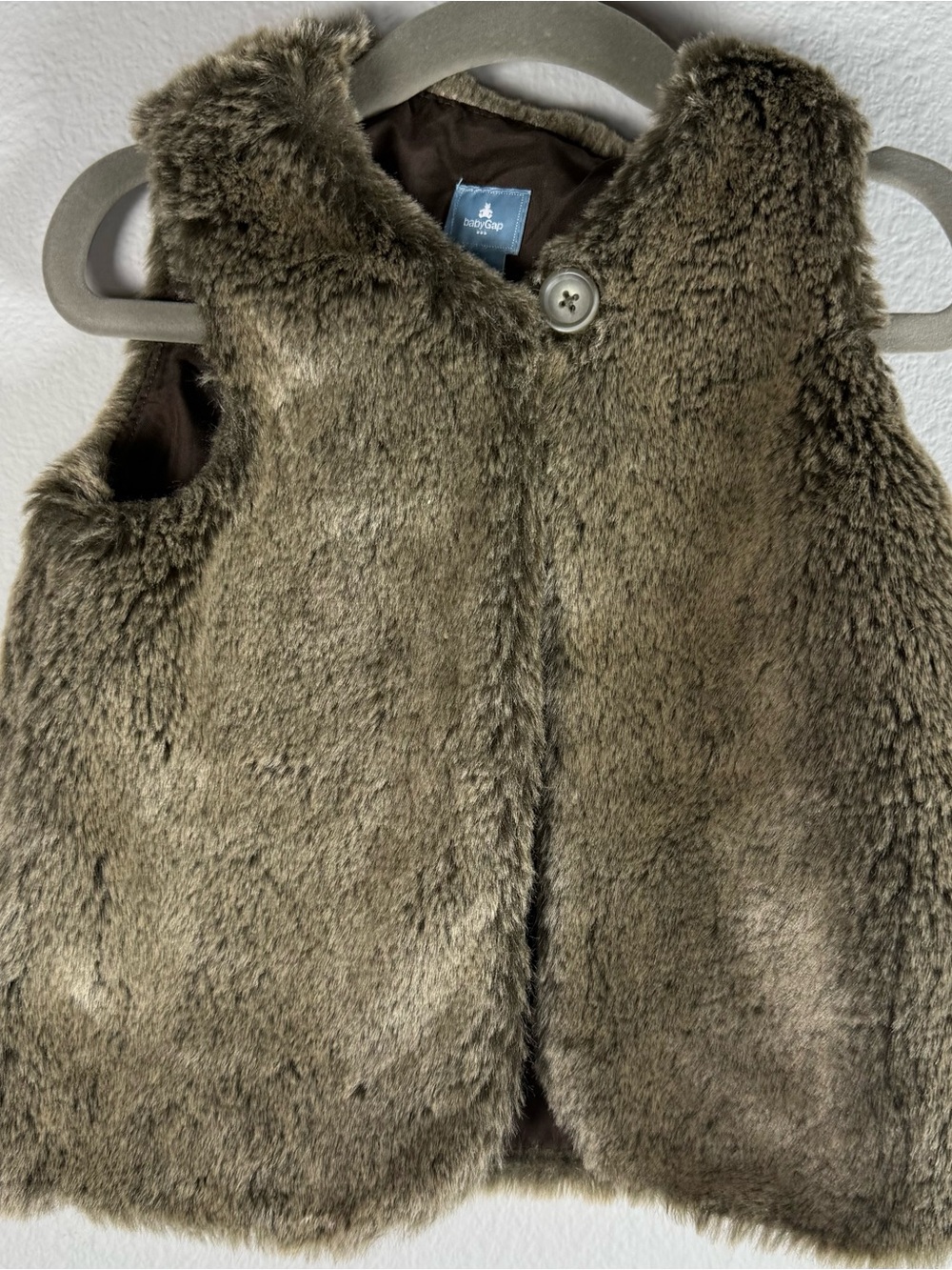 Baby Gap Brown Faux Fur Vest with Button